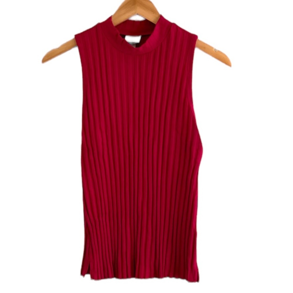 A New Day | Ribbed pink turtleneck tank top blouse shirt size small